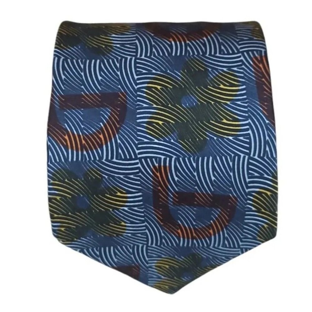 BYBLOS Gray Geometric Monogrammed Silk Tie ITALY 57"/ 3.6" EC